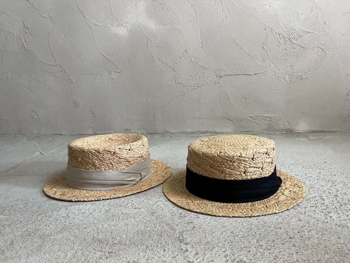 RAFFIA BOATER HAT -BLACK- – 帽子通販 -レックハッターストア-