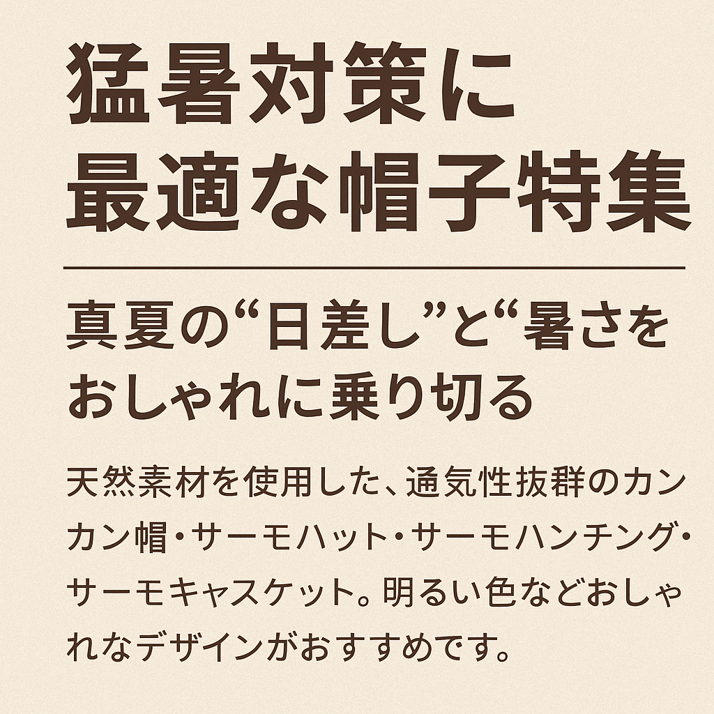 【猛暑・熱中症・紫外線対策】真夏を快適に過ごす帽子特集｜見た目も涼しい“大人の夏帽子”を選ぼう