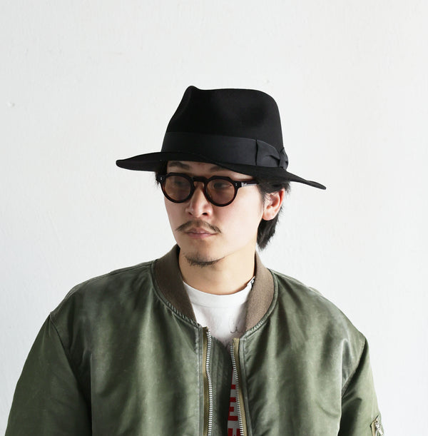 MIDDLE BRIM FLAT HAT -BLACK-