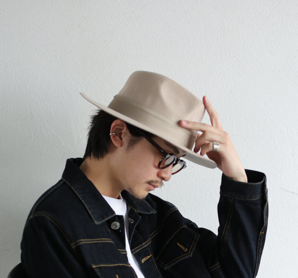 MIDDLE BRIM FLAT HAT -L,BEIGE-Lサイズ-