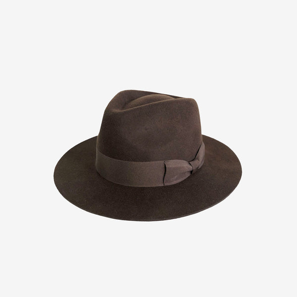 MIDDLE BRIM FLAT HAT -BROWN-