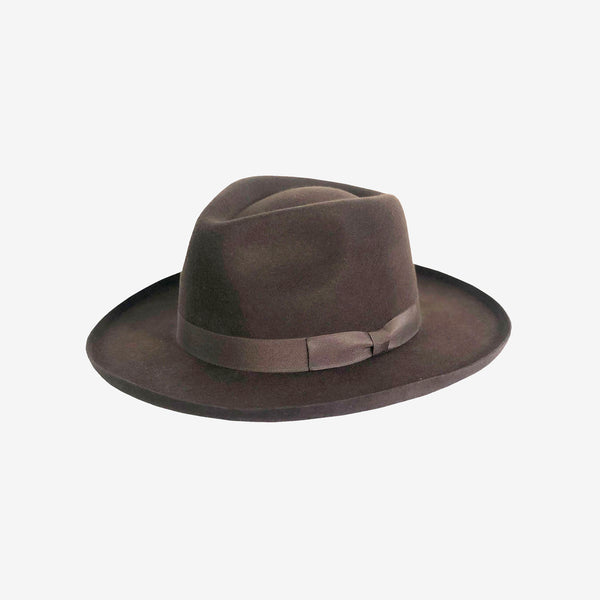 BRIM UP LONG FELT HAT -BROWN-