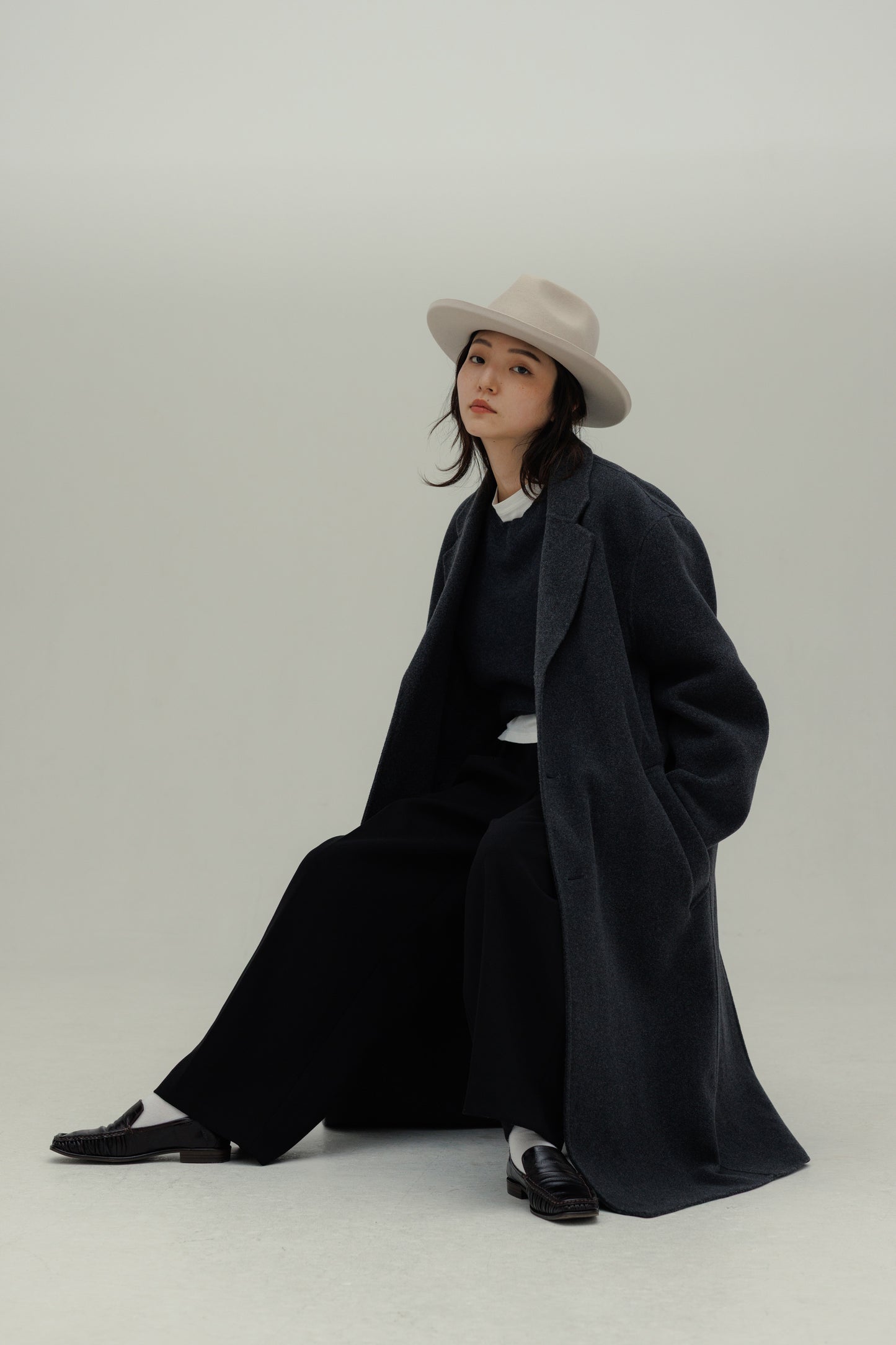 BRIM UP LONG FELT HAT -women-